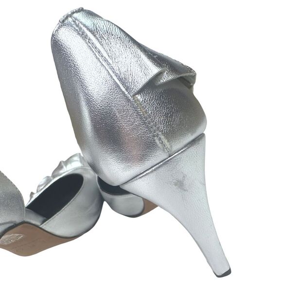 IRO D’Orsay Metallic Silver Ruffled Heels - Size 38 - Picture 8 of 10